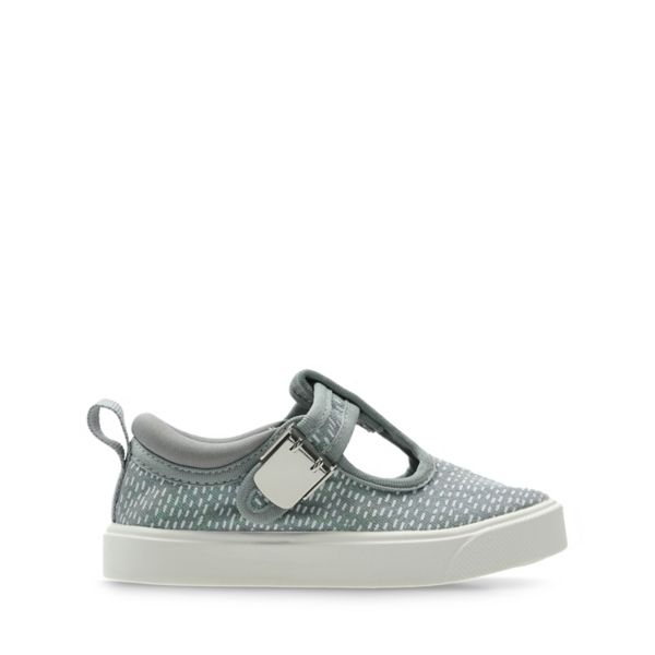 Clarks Girls City Spark Toddler Canvas Silver Metal | CA-9430867